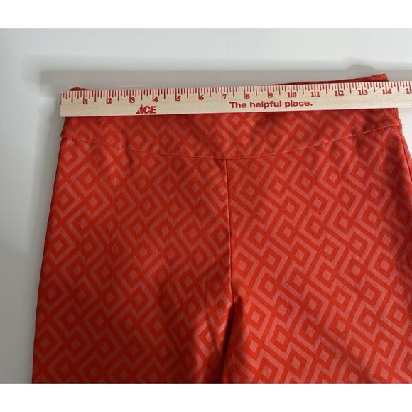 Krazy Larry Size 8 Womens Geometric Pull On Ankle Pants Red Orange Stretch Carzy - Picture 4 of 8